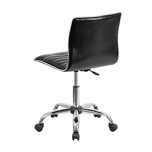 Offex Low Back Designer Armless Black Ribbed Swivel Task Office Chair #TOP4