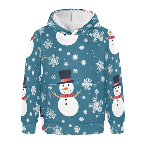 Kids Hoodies Sweaters Christmas Snowman Hooded Sweatshirts with Big Pockets for Boys Girls B0400037