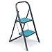 Produktbild Beldray LA023957TQ Trittleiter für den Haushalt mit 2 Stufen, türkis trittleiter 2 stufen klappbar, stahl klapptritt, außen/innen trittleiter, leichte leiter, Robuster Stahl, Sicherheitsclip