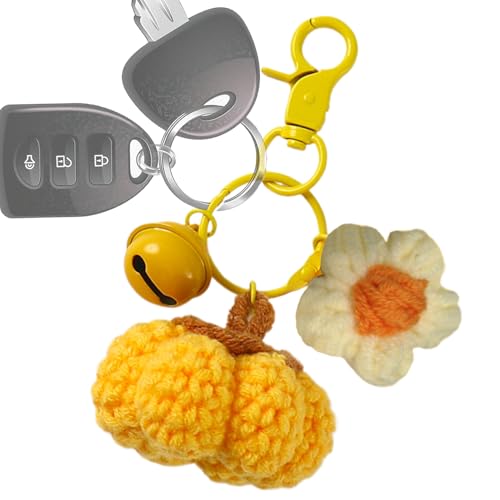 Llavero de ganchillo, adorno de calabaza de Halloween – Llavero de calabaza accesorio mochila para mujer, hombre, niño, escuela, cumpleaños