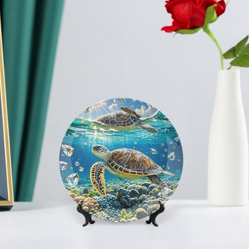 Plato decorativo de porcelana Bone China con diseño de tortugas marinas miniatura 6