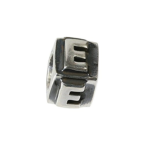 Carlo Biagi Bead{925} plata letra E pulsera colgante BLPE