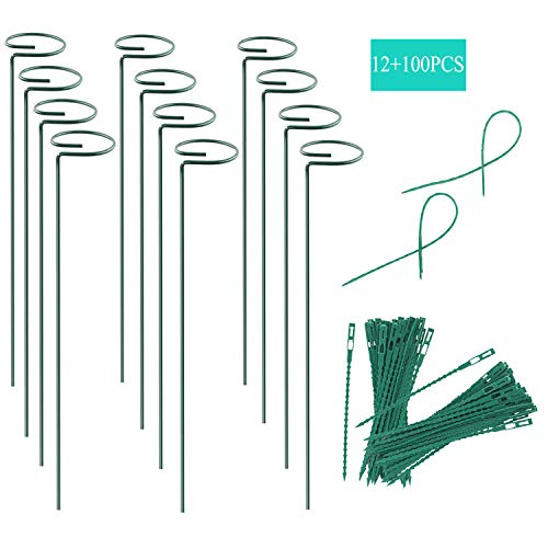 12 Pack Plant Stake Support, Garden Single Stem Support Stake Plant Cage Support Rings, Single Stem Plant Support Stakes, for Tomatoes, Peony, Lily, Rose, Flowers Amaryllis