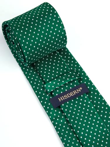 Image of HISDERN Polka Dot Ties for Men Classic Silk Ties and Pocket Square Formal Business Necktie Handkerchief Wedding Party