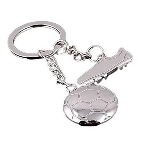 Llavero, joyería de bolso, crampón y balón de fútbol de acero inoxidable., plata, L