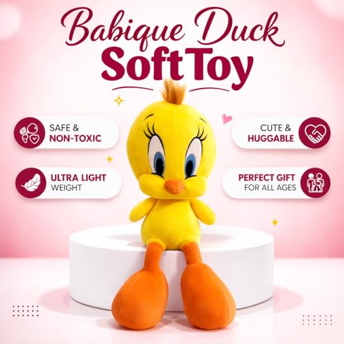 Image of Babique 32cm Yellow Duck Soft Toy - Premium Plush Stuffed Animal for Kids | Cute Cuddle Toy | Birthday Gift & Room Decoration