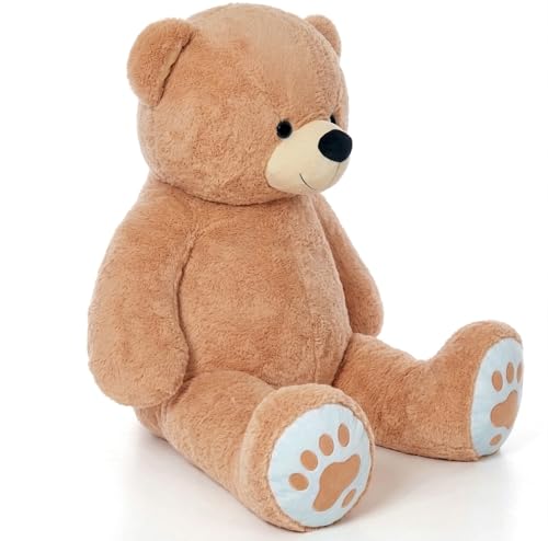 Image of Inky Ponky Stuffs Honey Hugs 3 Feet Giant Brown Teddy Bear | Ultra Soft High-Pile Plush Fur | Cute Big Size Cuddle Toy with Embroidered Paw Prints | Birthday, Anniversary & Romantic Gift