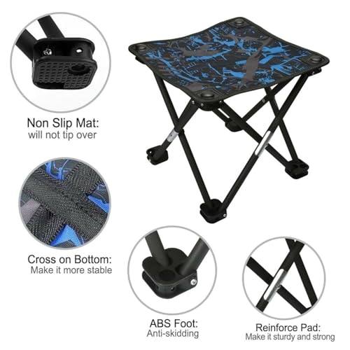 Image of Folding Stool, Mini Outdoor Camping Stool, Portable Small Foldable Lightweight Hunting Seat with Zippered Carrying Bag, Folding Slacker Chairs for Fishing Travelling Picnics