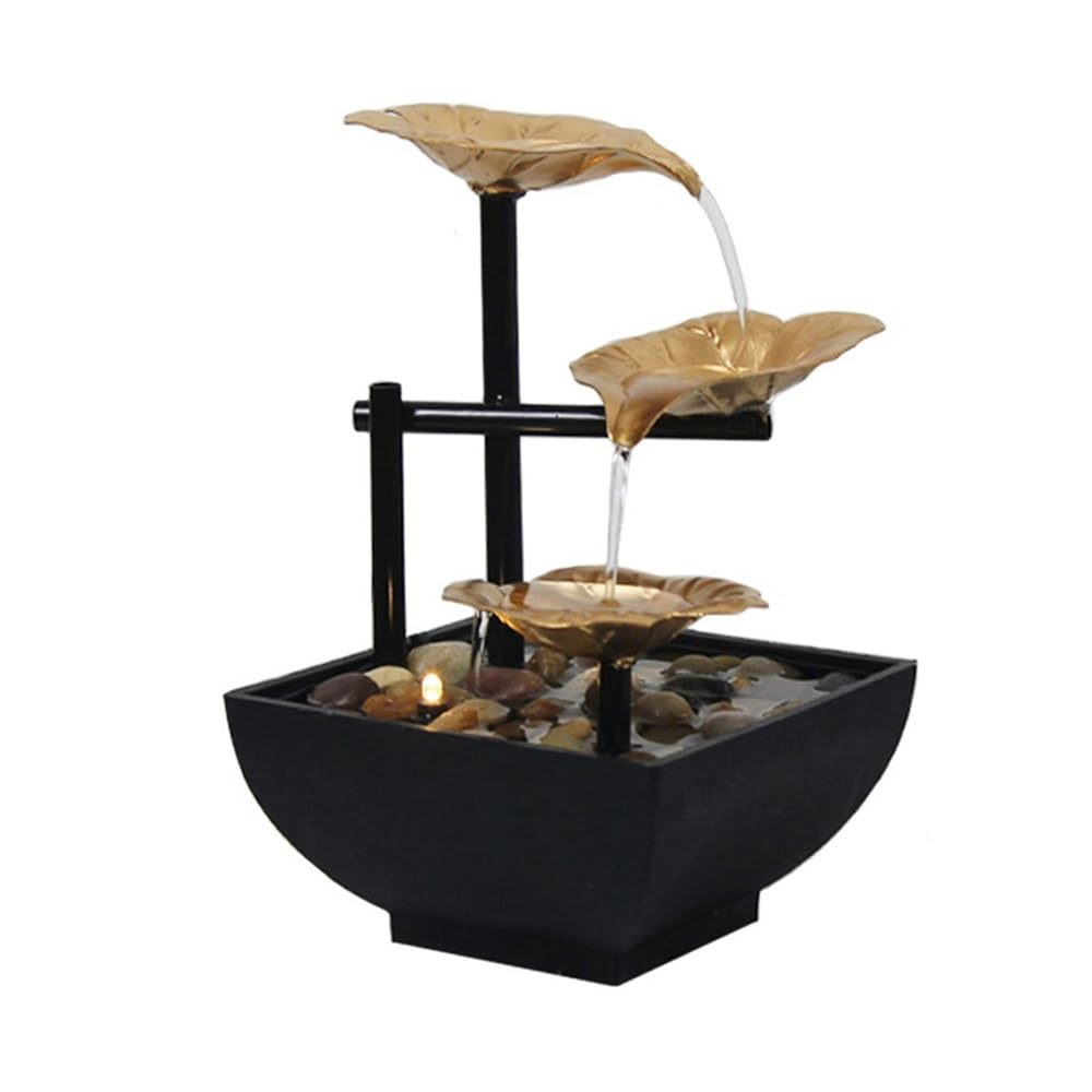 ZTHYSHOZ Tabletop Fountain Waterfall Iron Small Desktop Fountain Indoor Water Lotus Decoration Zen Meditation Ornament