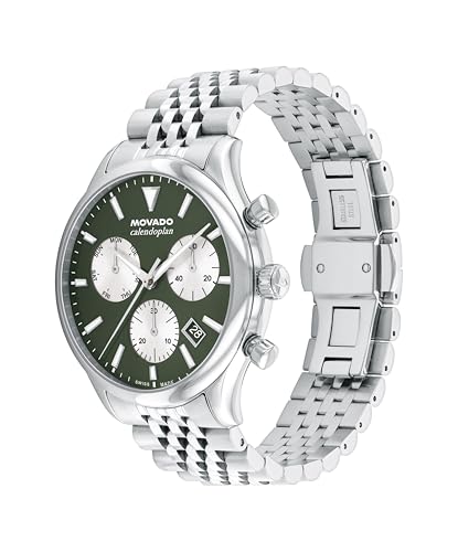 Image of Movado Heritage Series Calendoplan Men's Watch - Swiss Quartz Chronograph, Stainless Steel Bracelet - Classic, Modern Luxury Fashion Timepiece for Him - 43mm