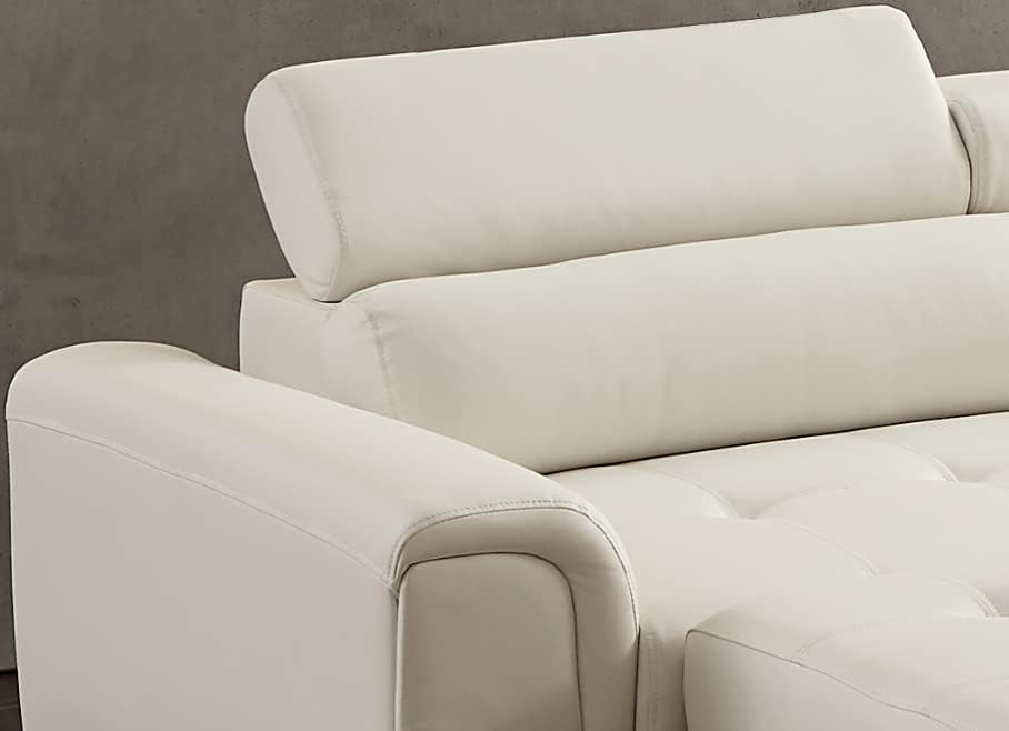 Miniatura 6 de Sofás seccionales para sala de estar, sofá esquinero de cuero con otomana de almacenamiento, sofá modular convertible con cama extraíble (blanco)