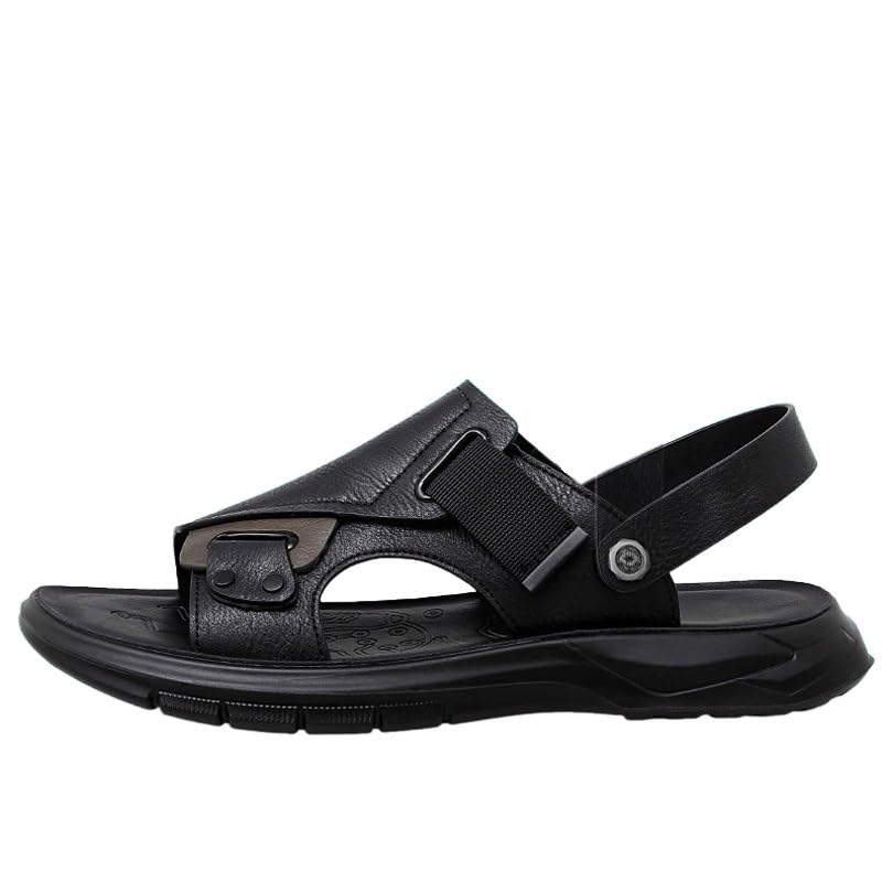 VOODUE Sandals for Men Summer Anti Slip Soft Sole Retro Dual Purpose Sandals and Slippers Outdoor Beach Shoes for Men (Color : Black, Size : 40 EU)