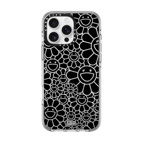 CASETiFY �C���p�N�g �N���A iPhone 16 Pro Max �P�[�X [Takashi Murakami Co-lab/���ϖh�~/�N���A ����/MagSafe�Ή�] - MULTI-FLOWERS (RAINBOW) - �N���A