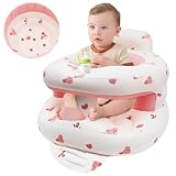LANGNIDORIS Inflatable Baby Chair a Partir de 3 Meses, Silla Inflable Plegable para Bebés, Dispositivo Auxiliar de Silla para Niños y Bomba de Aire Integrada (Conejo)