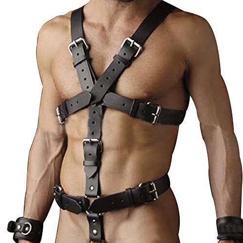 PU Leather Harness For Men Adjustable Buckle Body Chest Garter Belt Cosplay Nightclub Sexy Punk Chest Belt Clubwear