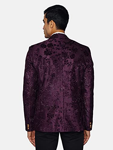 WINTAGE Men's Embroidered Velvet Party/Festive Indian Grandad Blazer : Blue3
