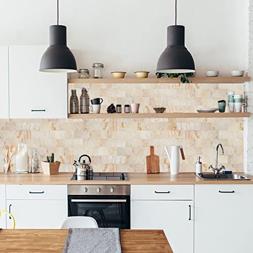 Yipscazo Peel And Stick Backsplash Tile, Stone Texture Pvc Subway Tile For Kitchen Backplash, Bathroom Wall, Fireplace Décor(12" X 12",10 Sheet,Sandstone Pink) #TOP6