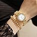 SENRUD Luxury Quartz Chain Bracelet Watches Women Crystal Diamonds Dress Female Waterproof Wristwatch (Gold)