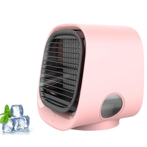 Vital Breeze CA, 3 velocidades Ventilador de aire acondicionado VitalBreeze Ajustable Ventilador de aire, ventilador de aire acondicionado múltiple ligero, 300 ml de tanque agua y coloridas (Pink)