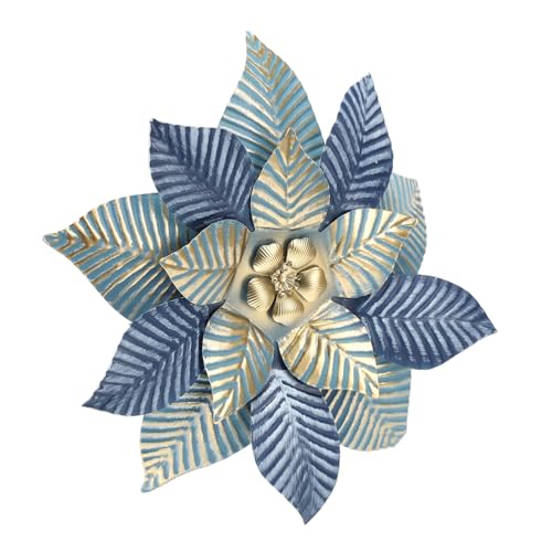 Artibetter Escultura de Flores de Hierro Colgante Decoración Mural Metálica Tridimensional Ornamento Floral para Sala y Dormitorio Arte de Pared Resistente y Fácil de Instalar