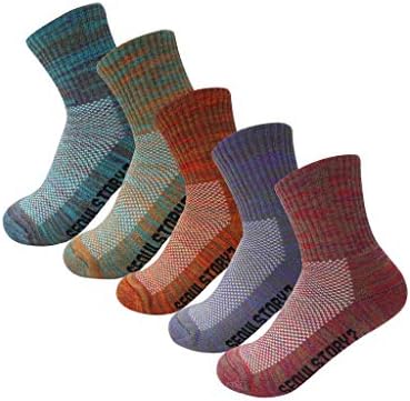 SEOULSTORY7 5Pack Women's Mid Cushion Low Cut Hiking/Camping/Performance Socks Multi Color Small