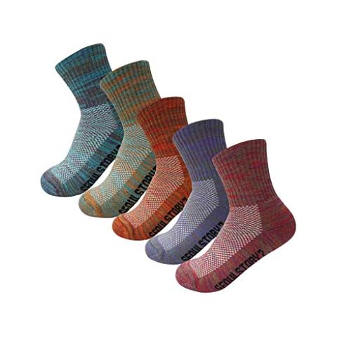 SEOULSTORY7 5Pack Women's Mid Cushion Low Cut Hiking/Camping/Performance Socks Multi Color Medium Cover