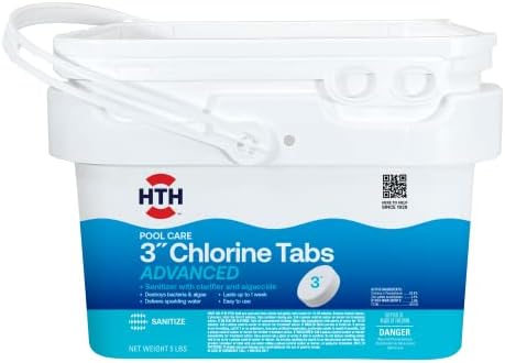 HTH 42052W Swimming Pool Care 3" Chlorine Tabs Advanced, Individually Wrapped Tablets, 5lb