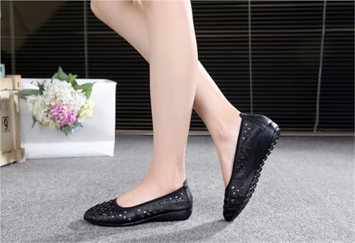 Hollow Out Classic Round Toe Loafers for Women Breathable Soft Sole Slip On Nurse Walking Shoes Ladies Orthotic Low Top Light Weight Anti-Slip Walking Shoes4