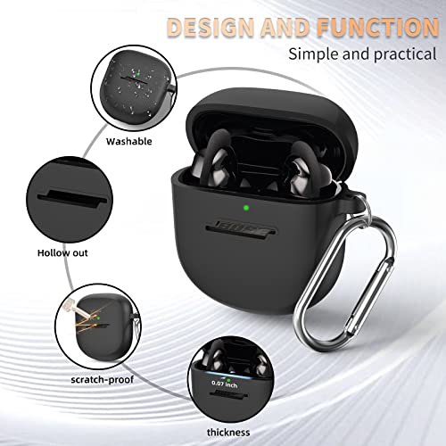 Bose Quietcomfort Earbuds Ii Case(2022), Wofro Silicone Protective Skin Cover For New Bose Quietcomfort Earbuds 2 Accessories With Carabiner (Black) #TOP2