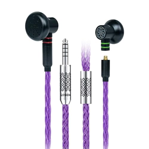 QIGOM �����\�L���t���b�g�w�b�h�z���C���z�� �R�[�h�t���C���z�� 3.5/4.4mm�W���b�N�C���z���p�R�[�h�t�� �g�ѓd�b�A�R���s���[�^�[�A�m�[�g�p�\�R���AMoondrop CD�v���[���[(�}�C�N�Ȃ�)(�u���b�N�A4.4mm�W���b�N)