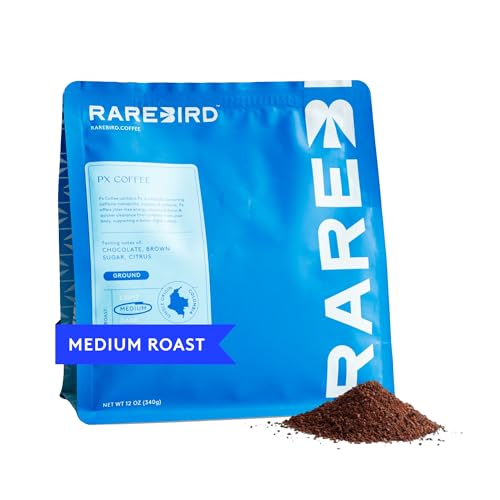 Rarebird Px Coffee – Award Winning Specialty Coffee with Paraxanthine | Caffeine Alternative for Clean Energy, Focus, Sleep, & Metabolism Support | Low Acid | 100% Single-Origin Arabica Decaf | Medium Roast, Ground, 12oz
