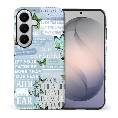 Coque Samsung S26 cadeau chrétien motif papillon et versets de la Bible