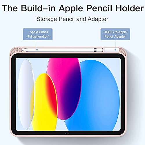 Image of Akkerds Compatible with iPad (A16) 11th Generation Case 11 Inch 2025, for iPad 10th Generation Case 10.9 Inch 2022 with Pencil Holder, Slim Trifold Stand Protective Cover with Soft TPU Back, Rose Pink