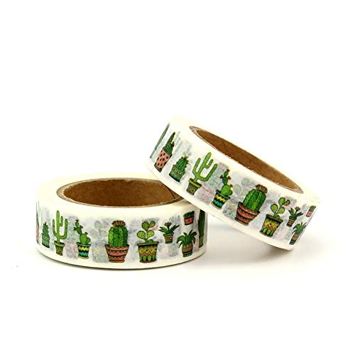 LKL Cintas de colores de 32.8ft, lindas cintas de cactus washi, planificador de álbumes de recortes, linda cinta adhesiva decorativa, papelería