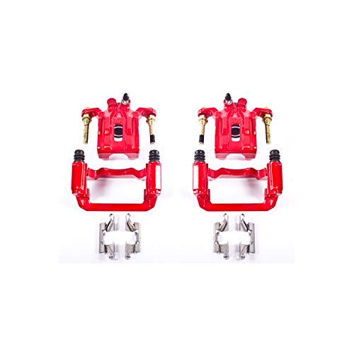 Image of PowerStop Rear Red Powder Coated Brake Caliper Pair for Nissan Pathfinder 2005-12 - High-Temp Brake Caliper Upgrade, S2994A