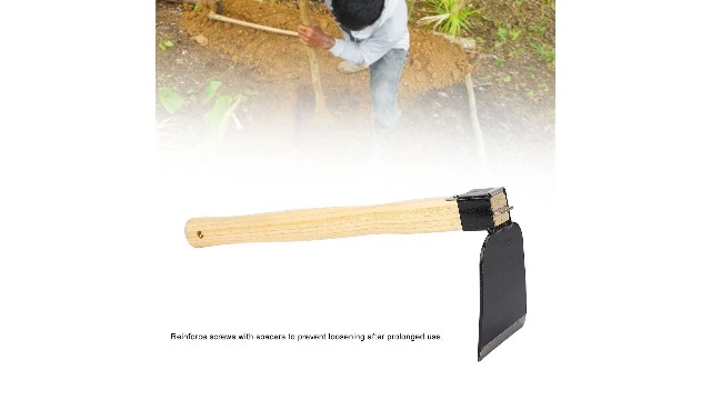 Azadilla a mano de jardinería con mango de madera y acero miniatura 7