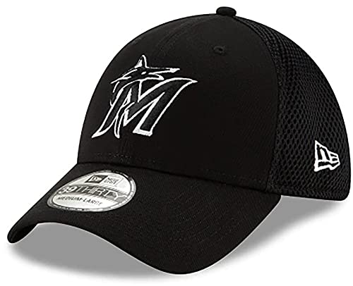 Casquette New Era Miami Marlins Neo 39THIRTY stretch noir blanc L-XL