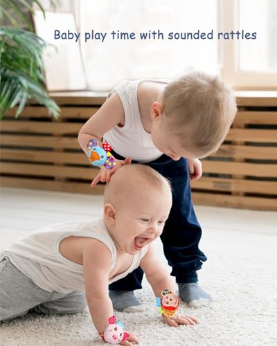 Image of BLOOBLOOMAX Sock rattles for Babies 0-24 Months Baby Animal Foot Finder Educational Toys