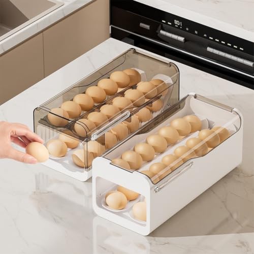Soporte para huevos transparente para organizar desayunos en neveras modernas 8
