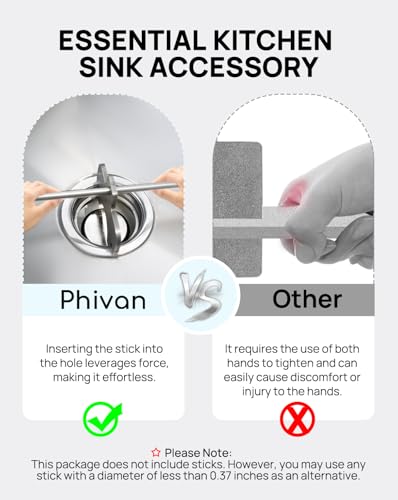 Phivan Waste Drain Tool for 3-Tier Commercial Kitchen Sinks - Stainless Steel Commercial Sink Drain Tool Waste Plumbing Drain Tool For Twist and Lever Drain Installation and Removal Tool - Thumbnail 3