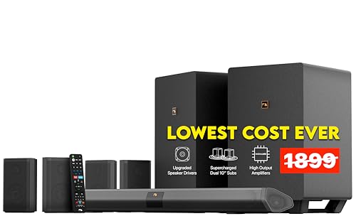 Nakamichi Shockwafe Ultra 9.2.4 Channel Dolby Atmos/DTS:X Soundbar with Dual 10' Subwoofers (Wireless), 4 Rear Surround Effects Speakers, eARC and SSE Max Technology (Flagship)