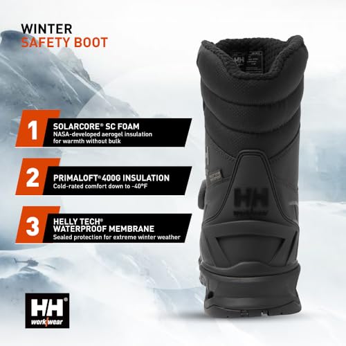 Helly-Hansen Bifrost BOA Waterproof Winter Work Boots for Men - Leather with Solarcore, 400g Primaloft Insulation, Slip-Resistant Outsoles, EH Rated3