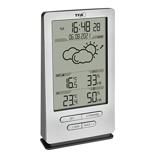 TFA Dostmann Xena Wireless Weather Station 35.1162 with Outdoor Sensor, Indoor and Outdoor Temperature, with Weather Forecast, Includes Radio-Controlled Clock, Humidity, for Standing/Hanging