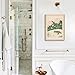 Set of 2 Japanese Bathroom Wall Art Framed Canvas with Cats & Frogs, Wooden Frame, Abstract Nature Poster Prints for Bathroom Decor, Minimalist Zen Painting Art for Home & Spa (12