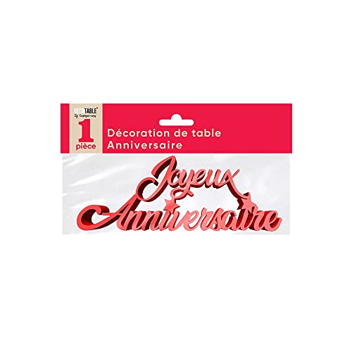 SV SURPRISEZ-VOUS - DÉCOR DE Table Joyeux Anniversaire 19X7CM Rouge