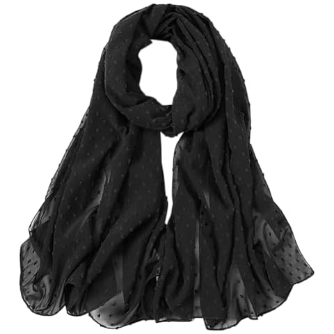 HeiDmai Women's Lightweight Soft Chiffon Long Scarf Fashion Solid Color Scarves Shawls Wrap (Black) Cover