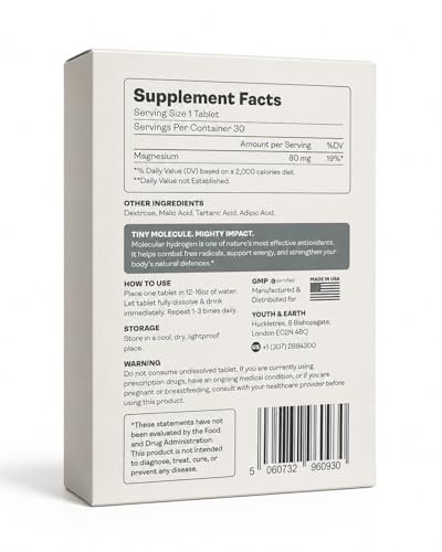 Youth & Earth Molecular Hydrogen H2 Tablets