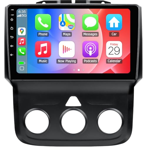 Car Stereo Radio for Dodge RAM 1500 2500 3500 2013 2014 2015 2016 2017 2018 Radio Upgrade for Ram 1500 with CarPlay & Android Auto 9 Inch 2G RAM 32G ROM (Only Fit Manual AC)