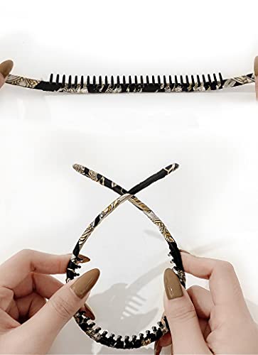 Yusier 4 Pcs Fashion Color Hair Band Teeth Comb Hair Hoop Non-Slip Headbands Resin Headbands Women Hair Accessories (Boho-01) #TOP2