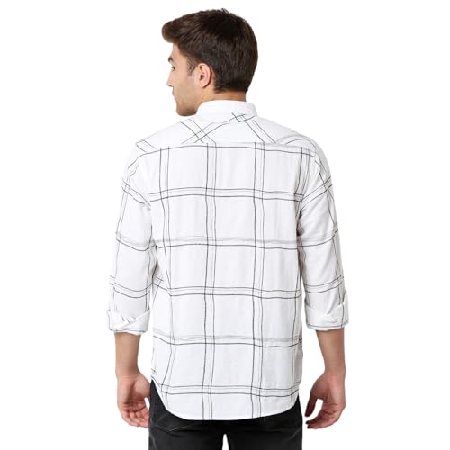 Image of Spykar Men's Slim Fit N /A Full Sleeve Checked Casual Shirts